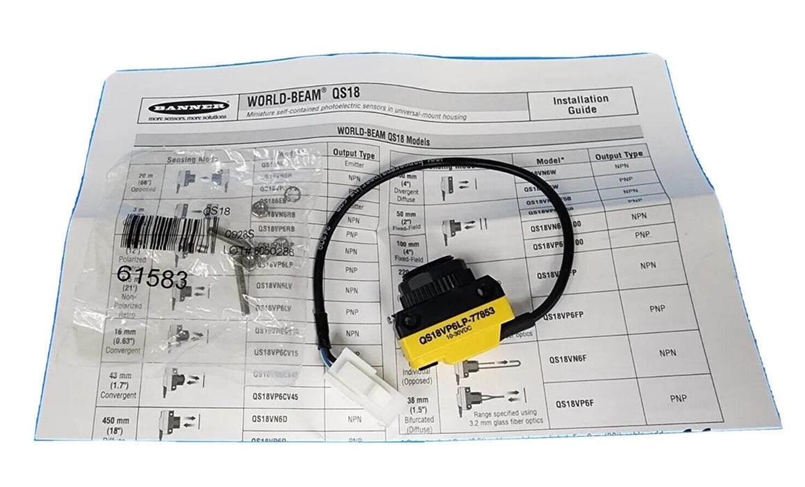 NIB BANNER QS18VP6LP-77853 PHOTOELECTRIC SENSOR 77853, 10-30VDC