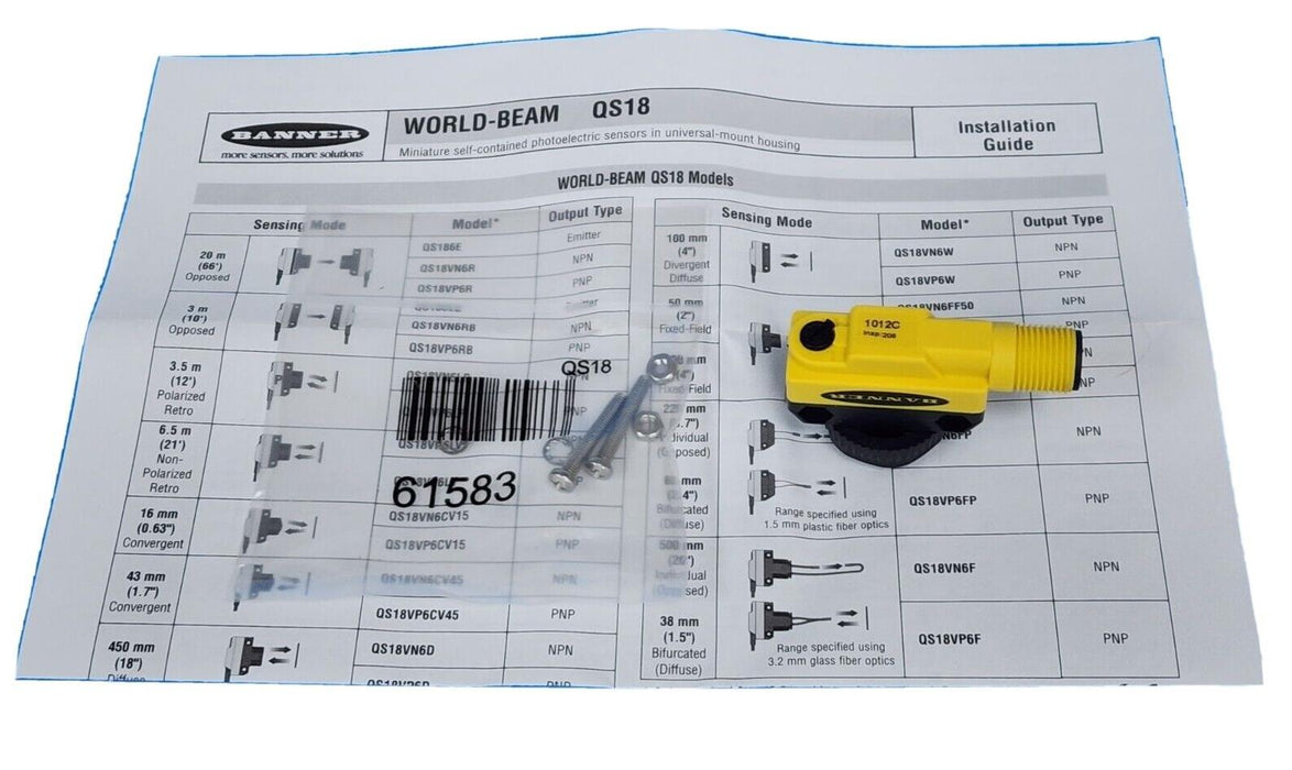 NIB BANNER QS18VN6LPQ8-79665 PHOTOELECTRIC SENSOR 10-30VDC