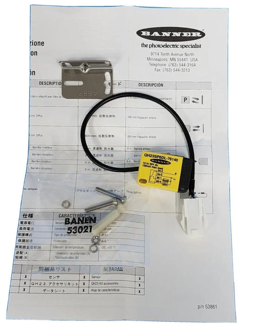 NIB BANNER QH23SP6DL-76140 SENSOR 10 TO 30V DC