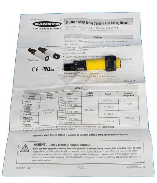 NIB BANNER S18UUAQ PROXIMITY SENSOR 02700