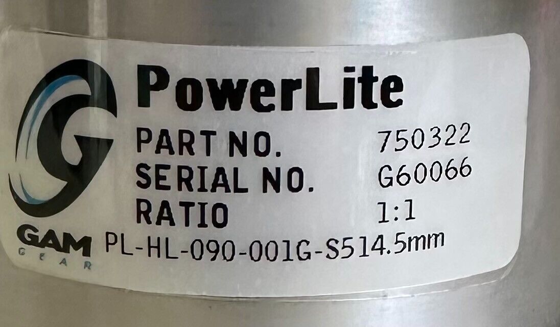 NEW GAM GEAR PL-HL-090-001G-S514.5mm PowerLite GEARBOX 1:1 750322 220900-815-09