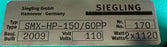 NEW SIEGLING SMX-HP-150/60PP / SMXHP15060PP BELT SPLICING HEAT PRESS 2x1120W