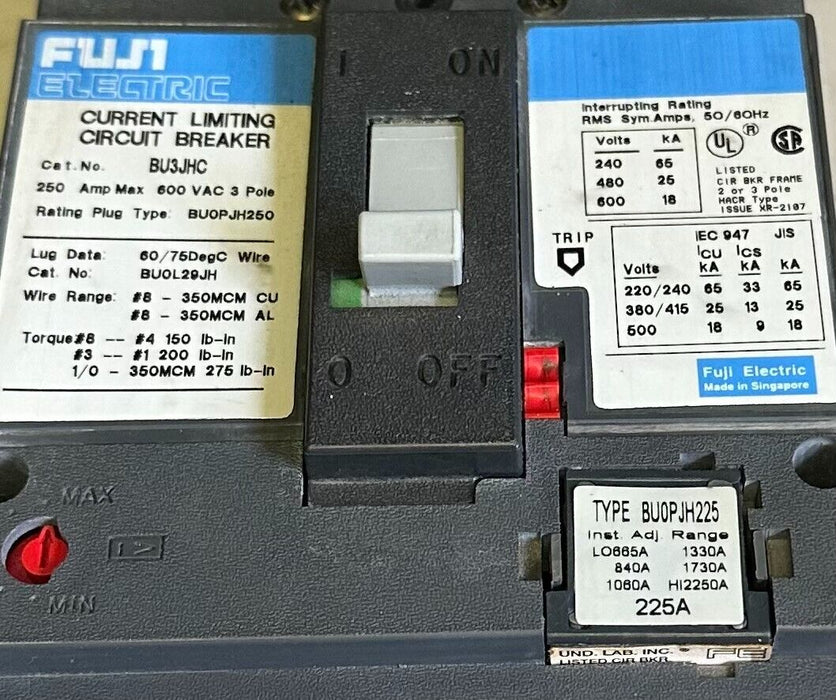 NEW FUJI ELECTRIC BU3JHC CURRENT LIMITING CIRCUIT BREAKER 250A 600VAC 3-POLE