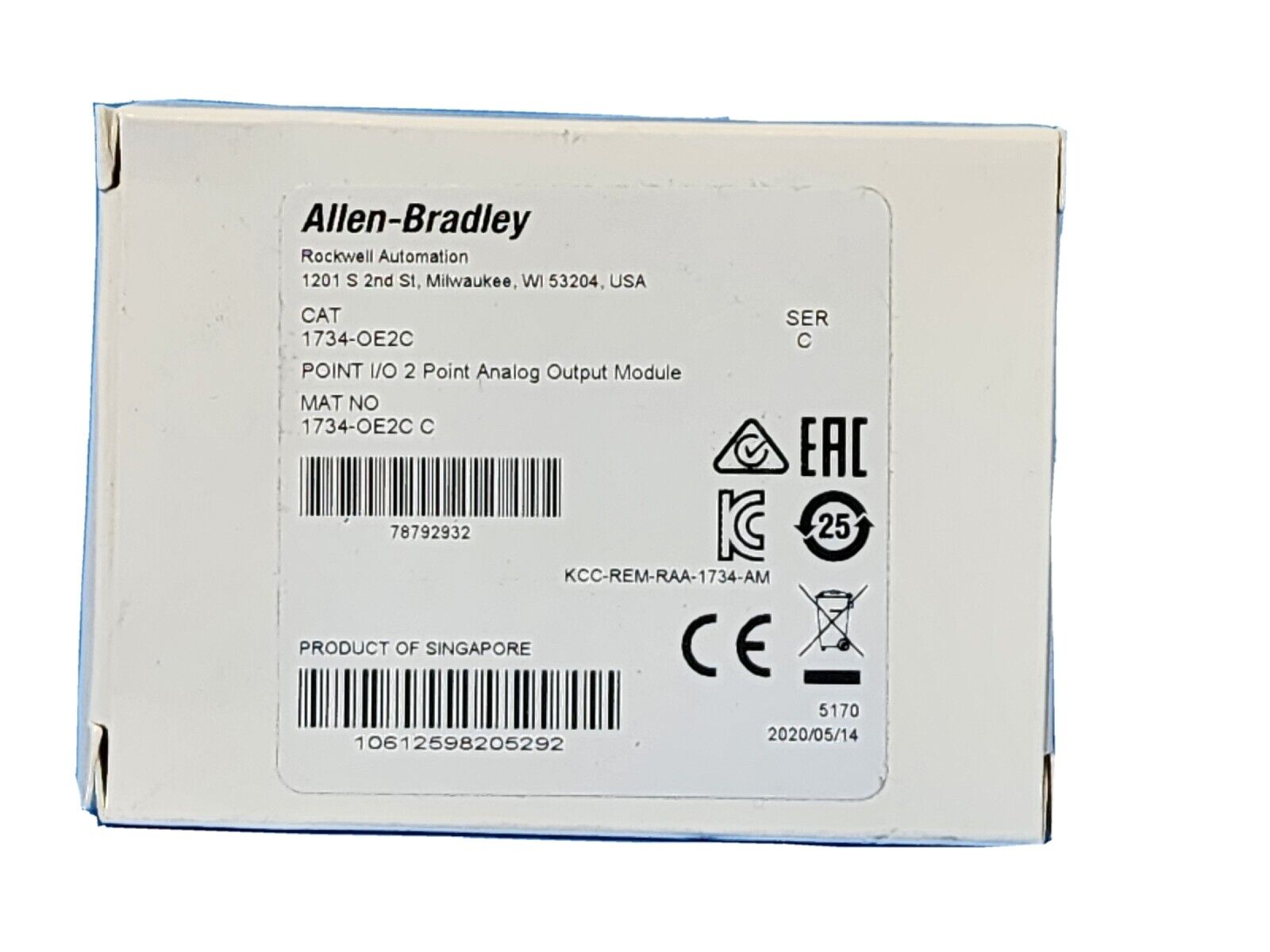 NIB ALLEN BRADLEY 1734-OE2C SER. C POINT I/O 2 POINT ANALOG OUTPUT MODULE