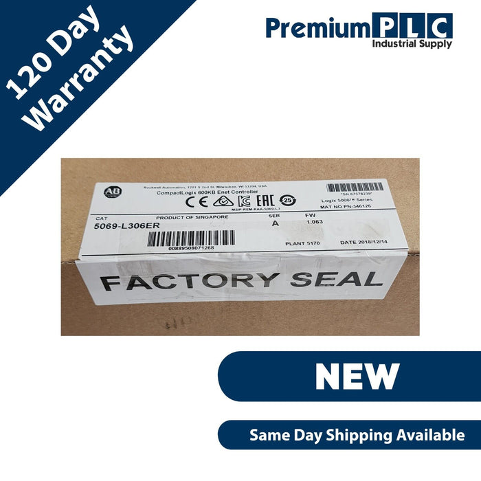 NEW ALLEN BRADLEY 5069-L306ER /A CompactLogix 5380 600KB ENET CONTROLLER