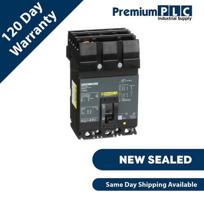 NEW SEALED SQUARE D FA34030 /S2 TYPE FA I-LINE CIRCUIT BREAKER 480V 30A, 3P