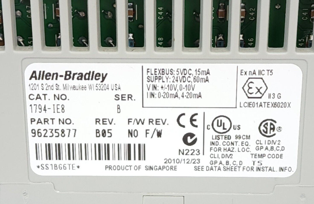 ALLEN BRADLEY 1794-IE8 SER. B FLEX 8 POINT ANALOG INPUT MODULE