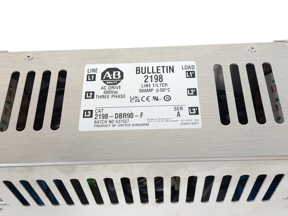 ALLEN BRADLEY 2198-DBR90-F LINE FILTER 2198DBR90R SER. A THREE PHASE