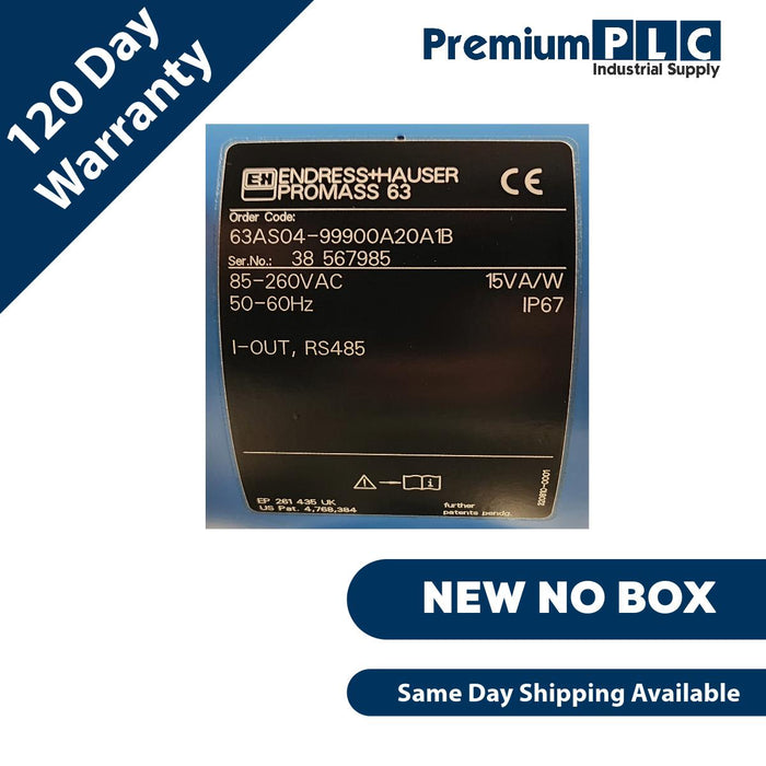 NEW ENDRESS+HAUSER PROMASS 63 A CORIOLIS MASS FLOWMETER 63AS04-99900A20A1B