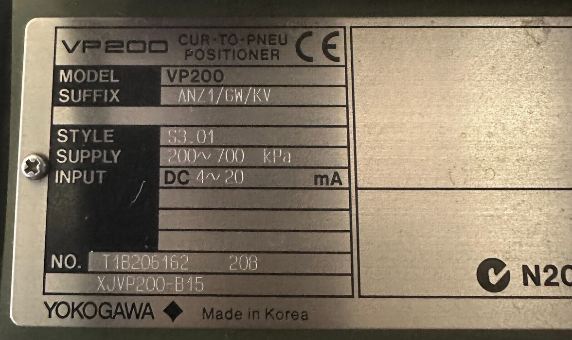 NEW VALTEK GV01 1'' VALVE D4STV12 W/ YOKOGAWA VP200 POSITIONER VP200-ANZ1/GW/KV