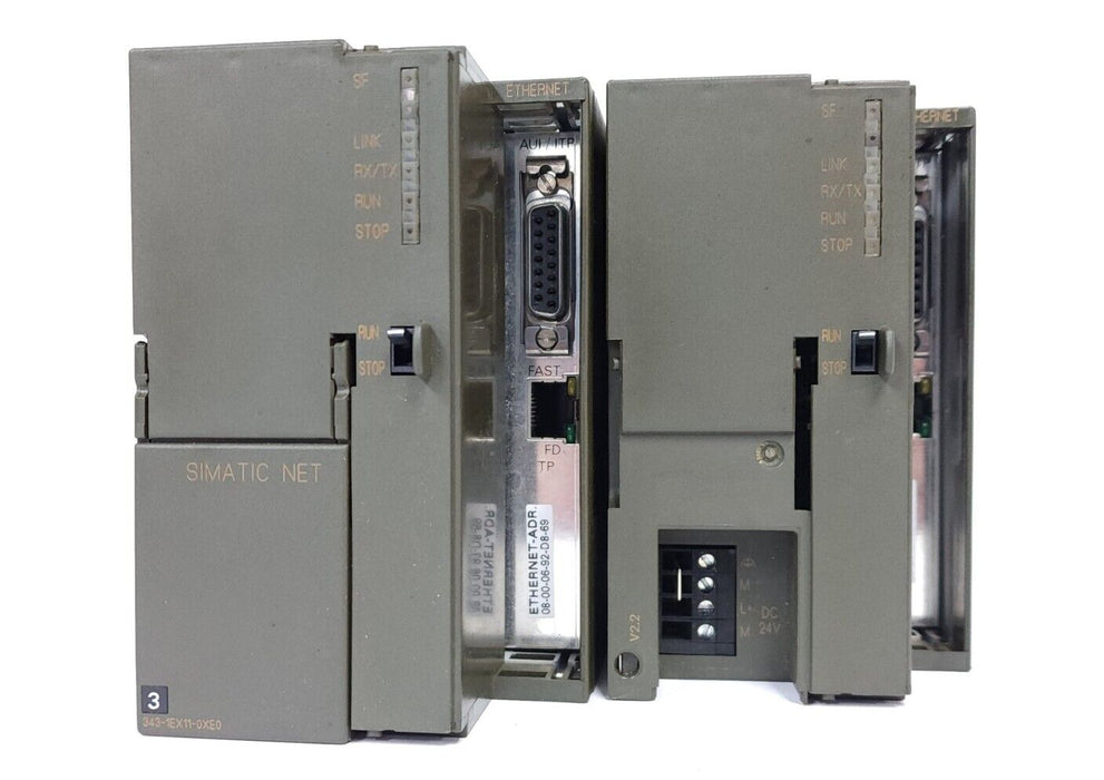 LOT OF 2 SIEMENS 6GK7343-1EX11-0XE0 SIMATIC NET CP ETHERNET MODULES