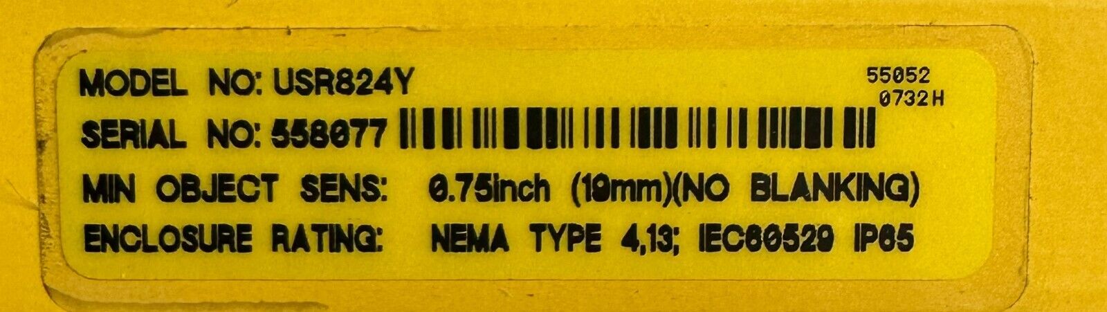 BANNER USR824Y MINI-SCREEN SAFETY LIGHT CURTAIN RECEIVER 55052