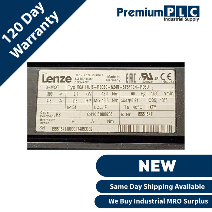 NEW LENZE MCA 14L16-RS0B0-N24R-ST5F10N-R0SU 3P MCA SERVO MOTOR ID. NR. 15551541