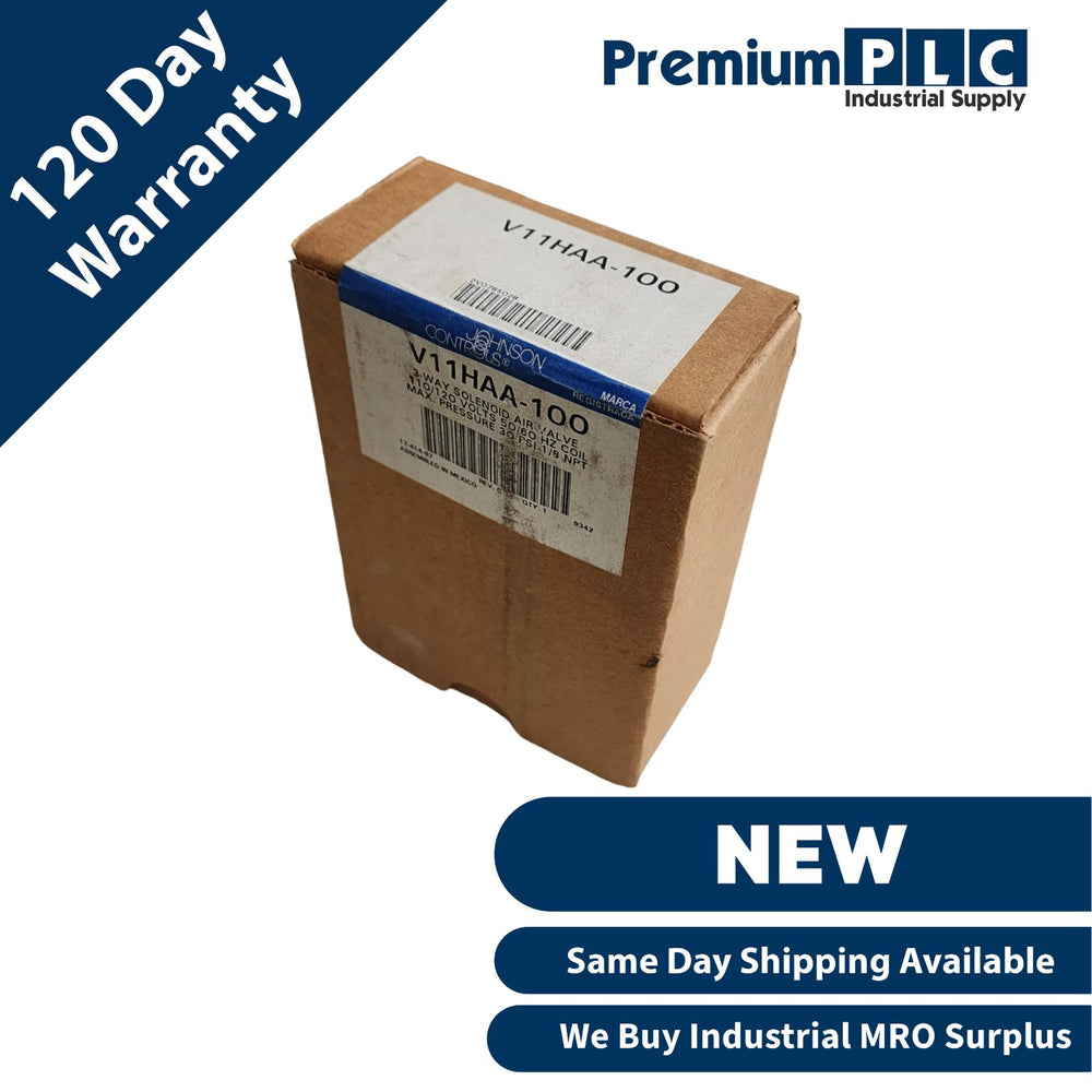 NEW JOHNSON CONTROLS V11HAA-100 3-WAY SOLENOID AIR VALVE 120V 30PSI 1/8NPT