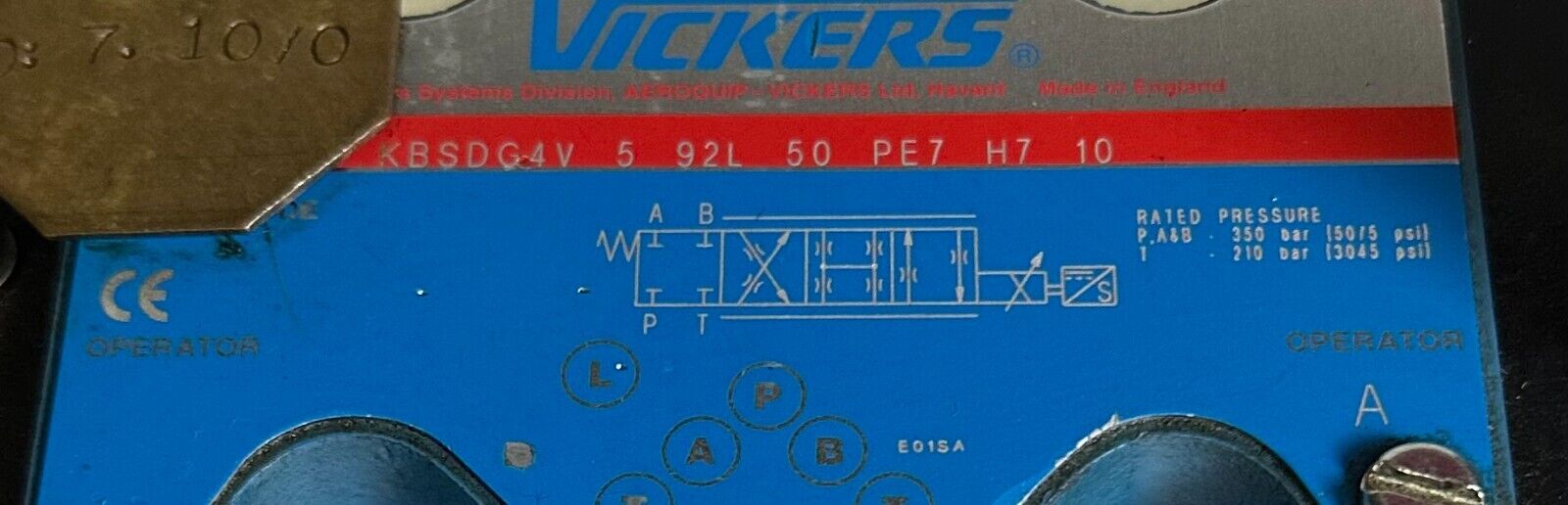 For Parts VICKERS KBSDG4V 5 92L 50 PE7 H7 10 / 944 354 PROPORTIONAL VALVE NG10