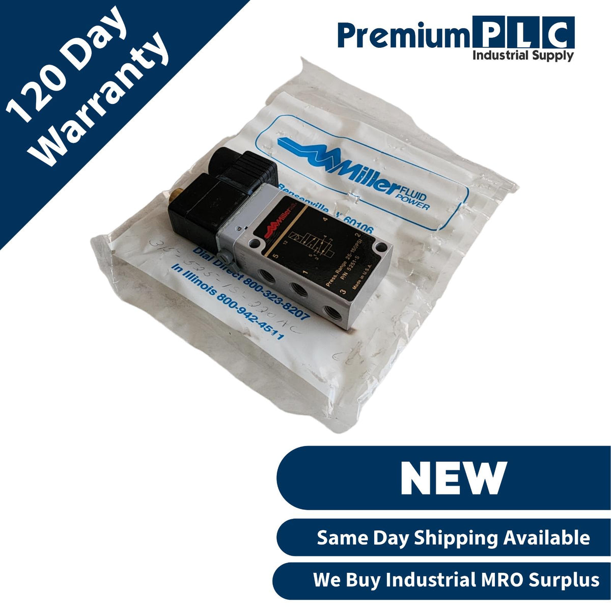 NEW PARKER MILLER FLUID POWER 5251S / 5251S SOLENOID VALVE 25150PSI
