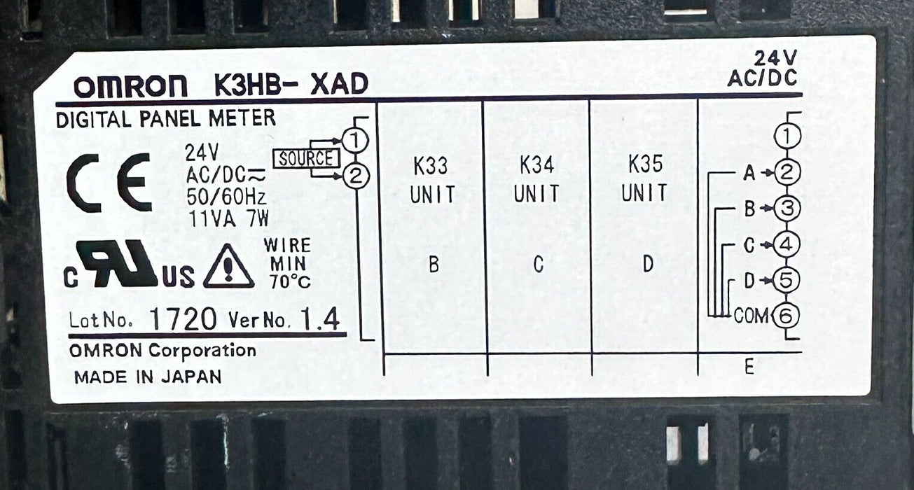 OMRON K3HB-XAD / K3HBXAD DIGITAL PANEL METER 24V AC/DC 50/60Hz