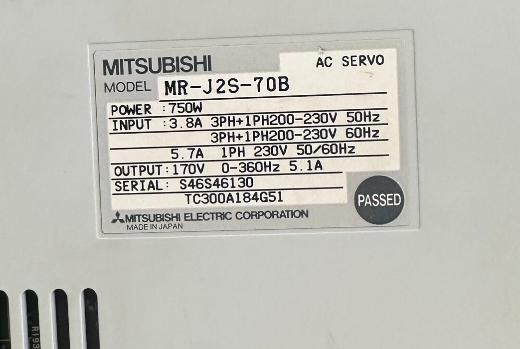 MITSUBISHI MR-J2S-70B / MRJ2S70B MELSERVO AC SERVO AMPLIFIER SSCNET 750W 230V