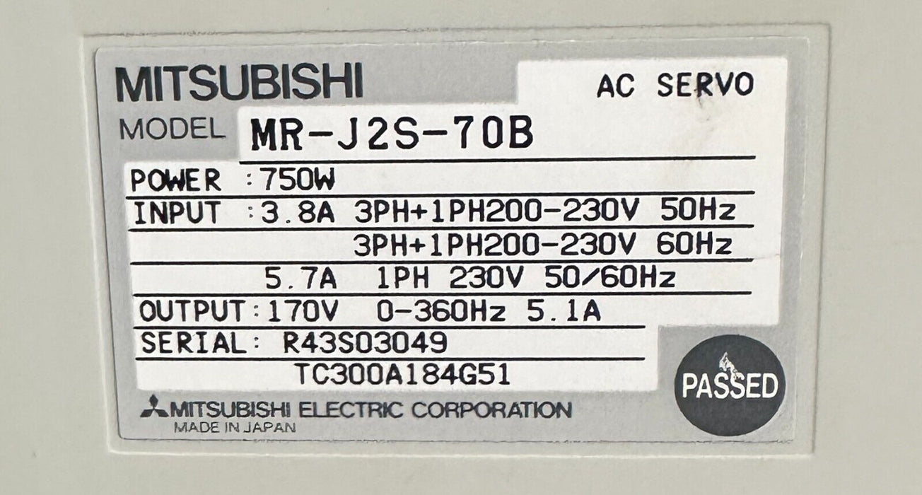 MITSUBISHI MR-J2S-70B / MRJ2S70B MELSERVO AC SERVO AMPLIFIER SSCNET 750W 230V *