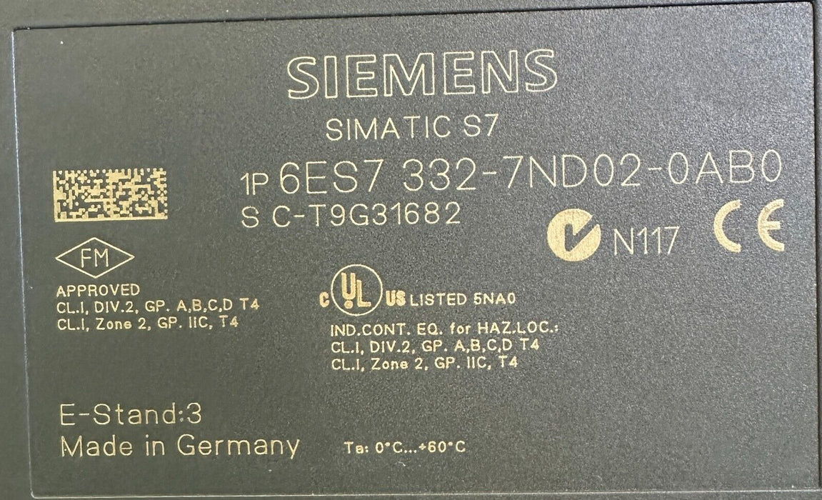 NEW SIEMENS 6ES7-332-7ND02-0AB0 ANALOG OUT MODULE E-STAND: 3 6ES73327ND020AB0 *