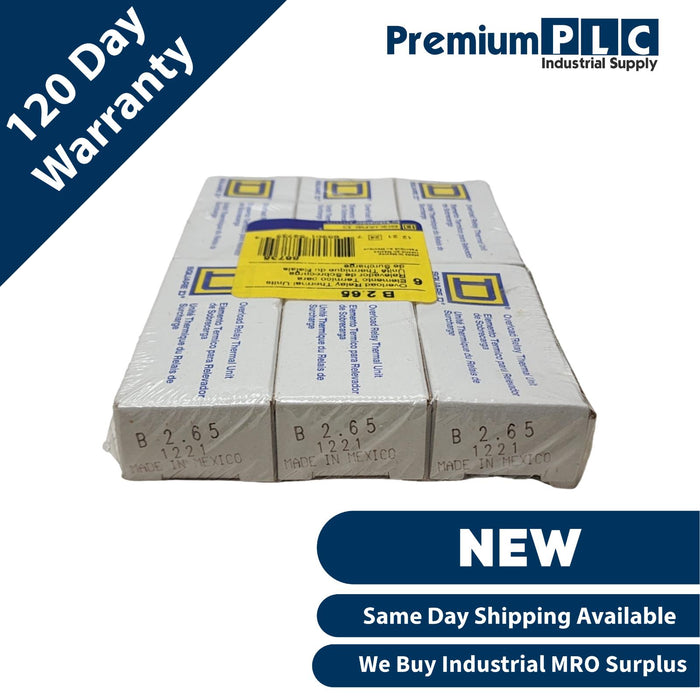 PACK OF 6 NEW SQUARE D B2.65 OVERLOAD RELAY THERMAL UNITS B265 TYPE B CLASS 20