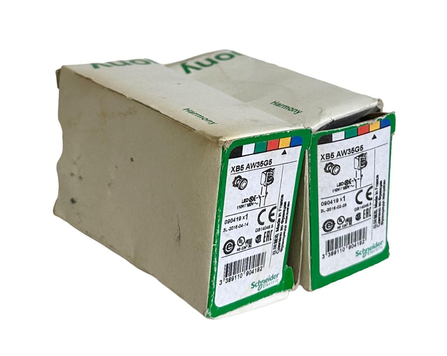 2 NEW SCHNEIDER ELECTRIC XB5 AW35G5 / XB5AW35G5 ORANGE PUSHBUTTONS 110/120V