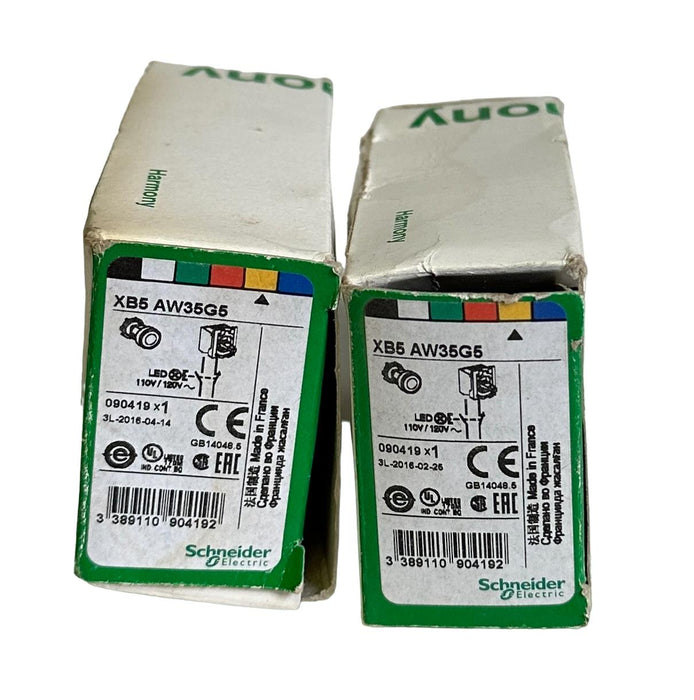 2 NEW SCHNEIDER ELECTRIC XB5 AW35G5 / XB5AW35G5 ORANGE PUSHBUTTONS 110/120V