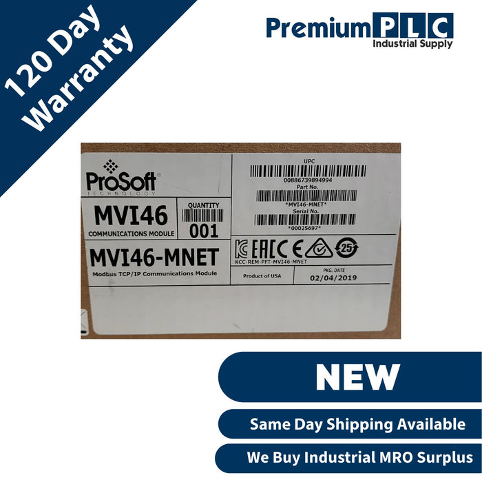 NEW PROSOFT ALLEN BRADLEY MVI46-MNET MODBUS TCP/IP COMMUNICATION MODULE MFD 2019