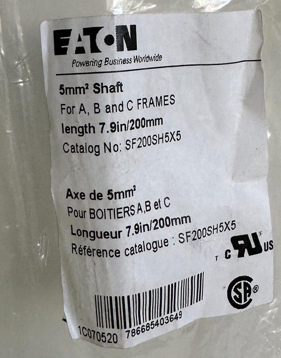 NEW EATON SF200SH5X5 5mm SHAFT FOR A,B,C FRAMES 7.9''/200mm