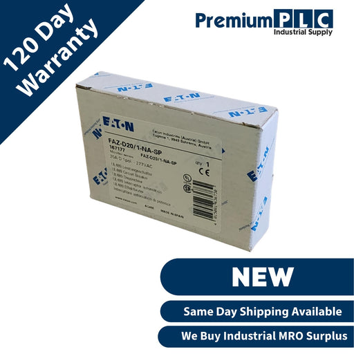 NEW GENUINE EATON FAZ-D20/1-NA-SP MINI CIRCUIT BREAKER 20A D 1P 277VAC 167177