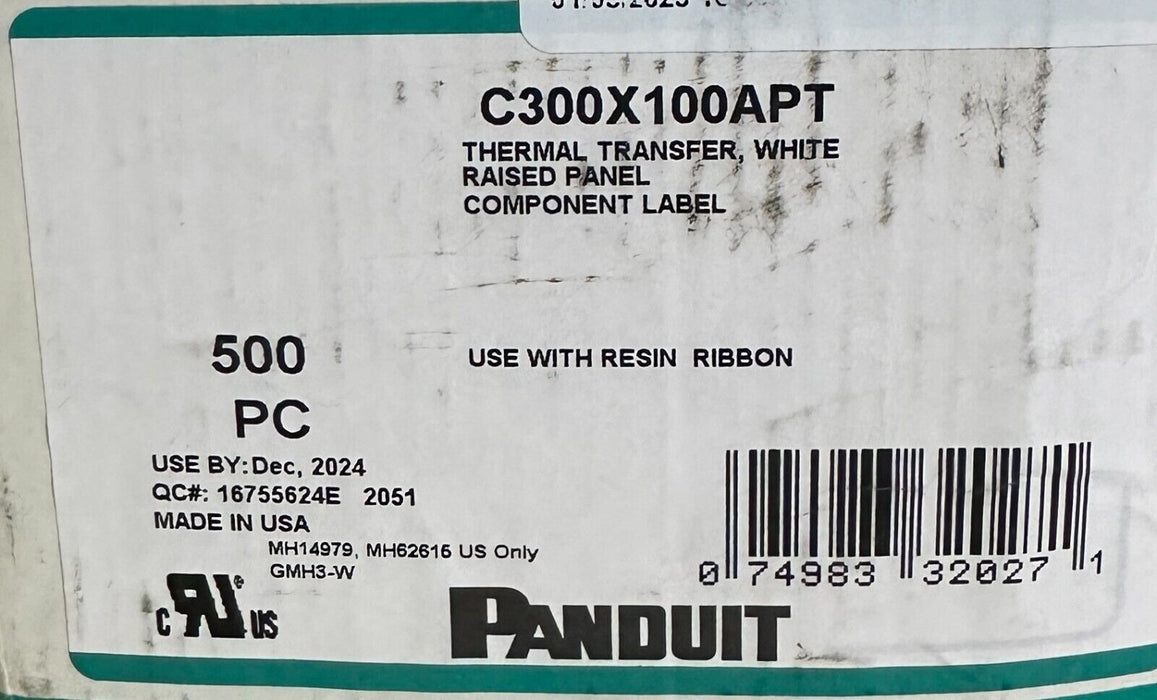 500 NEW PANDUIT C300X100APT WHITE THERMAL TRANSFER LABELS RAISED PANEL