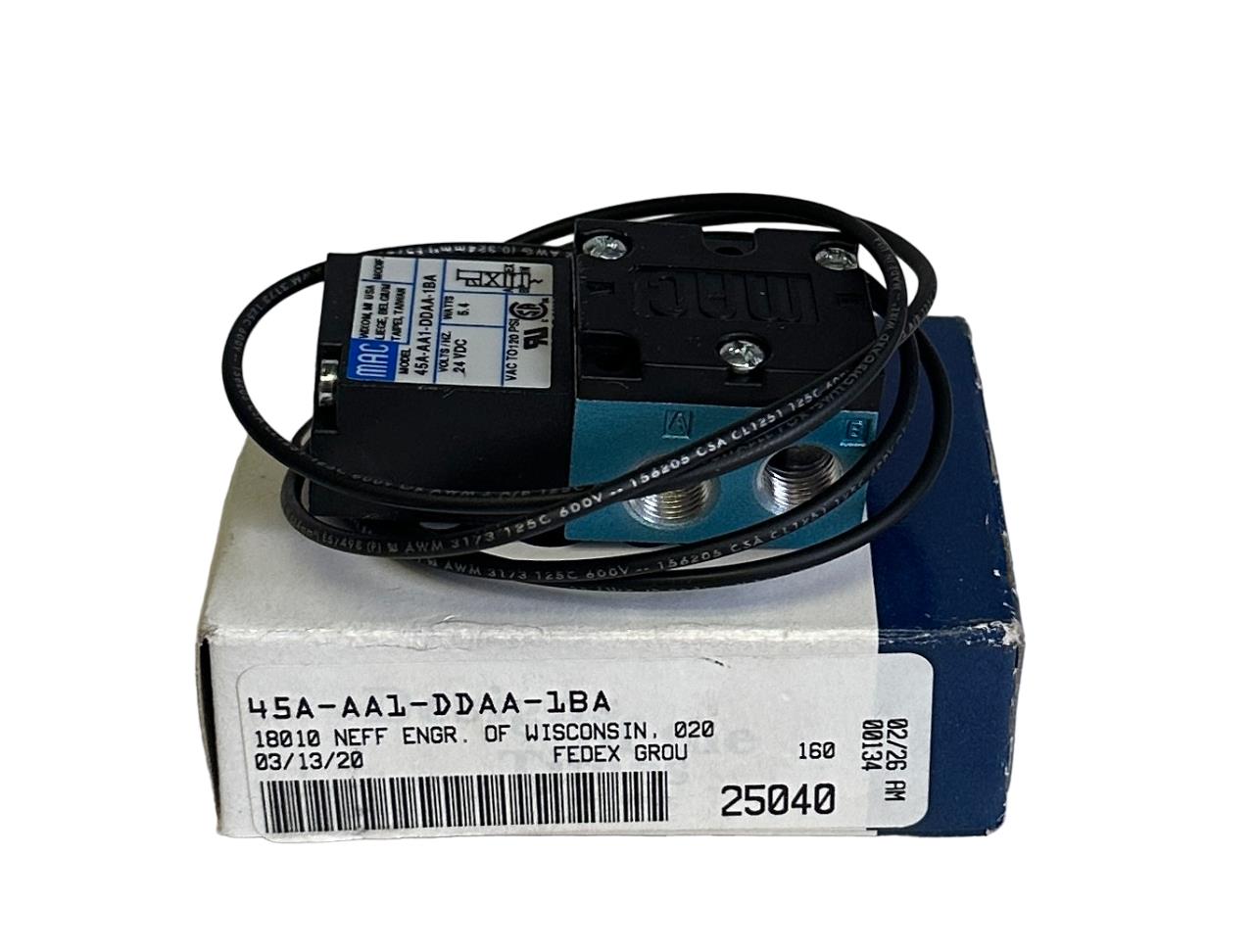 NEW MAC 45A-AA1-DDAA-1BA / 45AAA1DDAA1BA 4-WAY SOLENOID VALVE 24VDC 45 SERIES