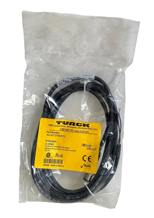 NEW TURCK RS 4.22T-2/S760/S771 / RS422T2S760S771 M12 EURO CORDSET 2M U-32643