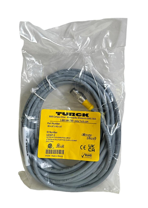 NEW TURCK RK 4.4T-5-RS 4.4T / RK44T5RS44T M12 EURO CORDSET 5M U2167-3 / U21673