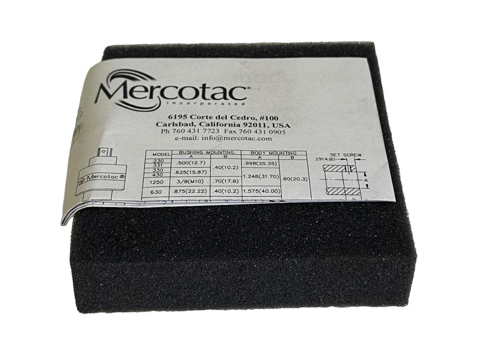 NEW MERCOTAC MODEL 830 BRUSHLESS SLIP RING 8-CONDUCTOR 250V ROTATING CONNECTOR