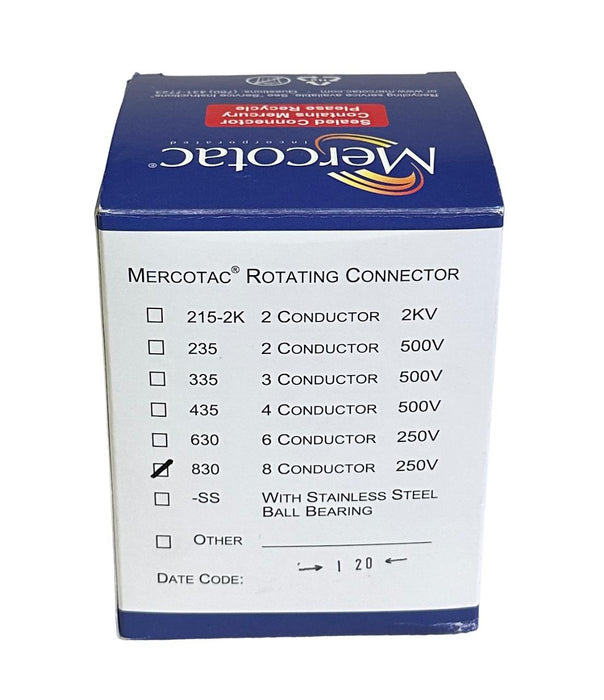 NEW MERCOTAC MODEL 830 BRUSHLESS SLIP RING 8-CONDUCTOR 250V ROTATING CONNECTOR