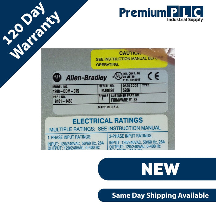 NEW ALLEN BRADLEY 1398-DDM-075 /A ULTRA 200 SERVO DRIVE 9101-1460 F/W V1.32