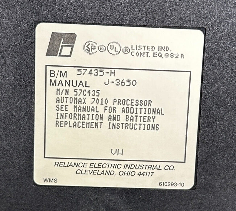 RELIANCE ELECTRIC 57C435 AUTOMAX 7010 PROCESSOR 512K RAM 25MHz 57435-H J-3650