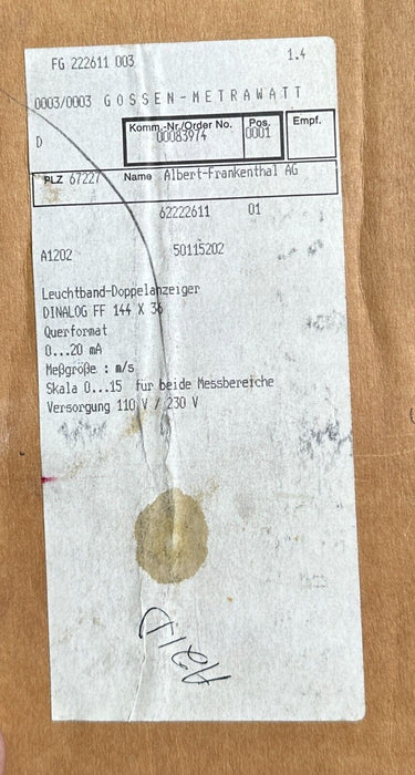 NEW GOSSEN-METRAWATT GMBH DINALOG ff 144 x 36 110-240V DUAL BAR MEASURING UNIT