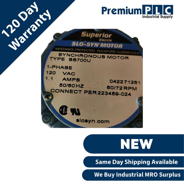 NEW SUPERIOR ELECTRIC SLO-SYN SS700U SYNCHRONOUS MOTOR 1-PHASE 120VAC 1.1AMPS