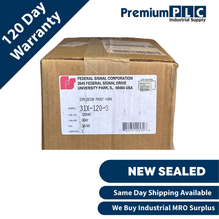 NEW FEDERAL SIGNAL 31X-120-3 / 31X1203 EXPLOSION PROOF HORN SER. C 120VAC GRAY