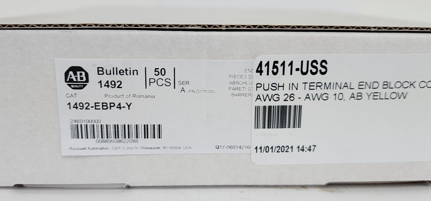 BOX OF 50 NEW ALLEN BRADLEY 1492-EBP4-Y END BARRIERS SER. A