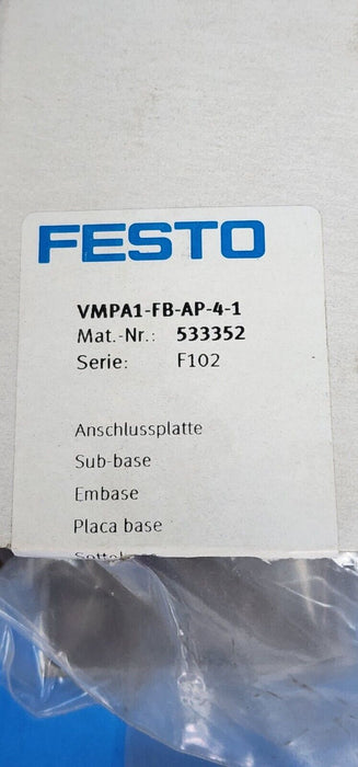 LOT OF 2 NEW FESTO VMPA1-FB-AP-4-1 MANIFOLD BLOCKS MAT.-NR. 533352