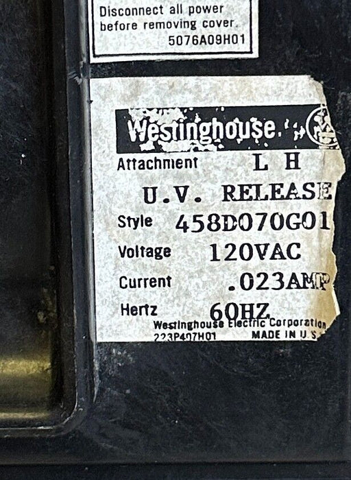 WESTINGHOUSE LB3400F / 5680D03G08 CIRCUIT BREAKER 3-POLE 400A 600V W/ 458D070G01