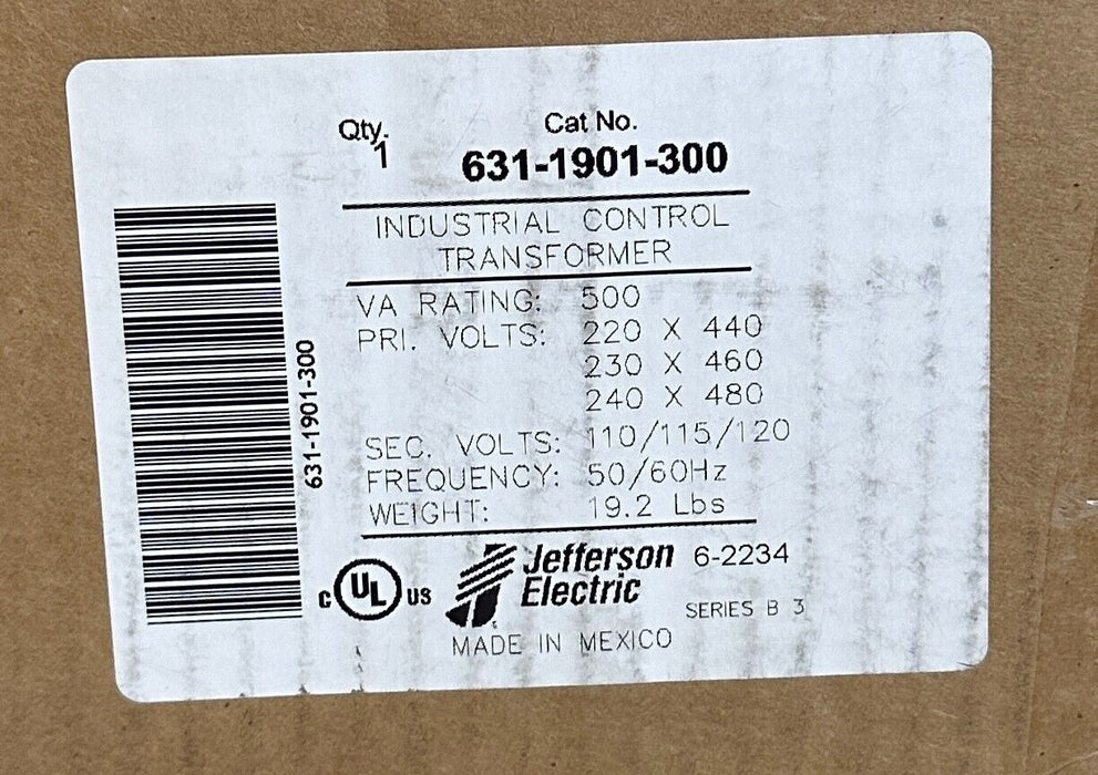 NEW JEFFERSON ELECTRIC 631-1901-300 / 6311901300 INDUSTRIAL CONTROL TRANSFORMER