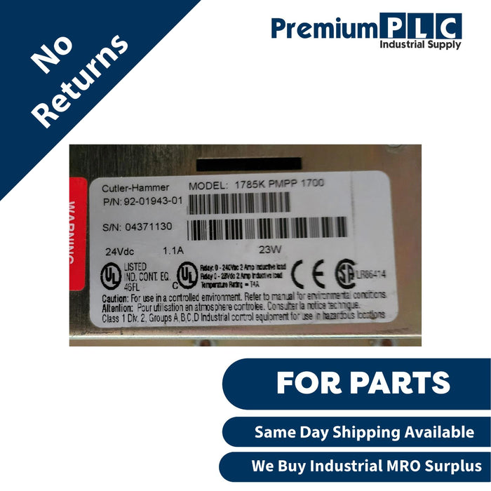 EATON CUTLER-HAMMER 1785K-PMPP-1700 / 92-01943-01 PANELMATE POWER PRO FOR PARTS
