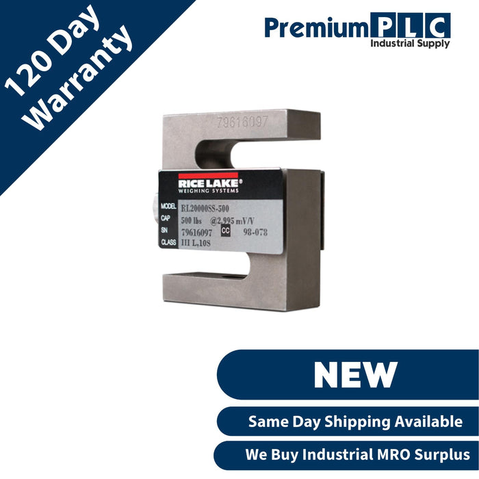NEW RICE LAKE RL20000SS-500 STAINLESS STEEL S-BEAM LOAD CELL CAP 500LBS PN 46504