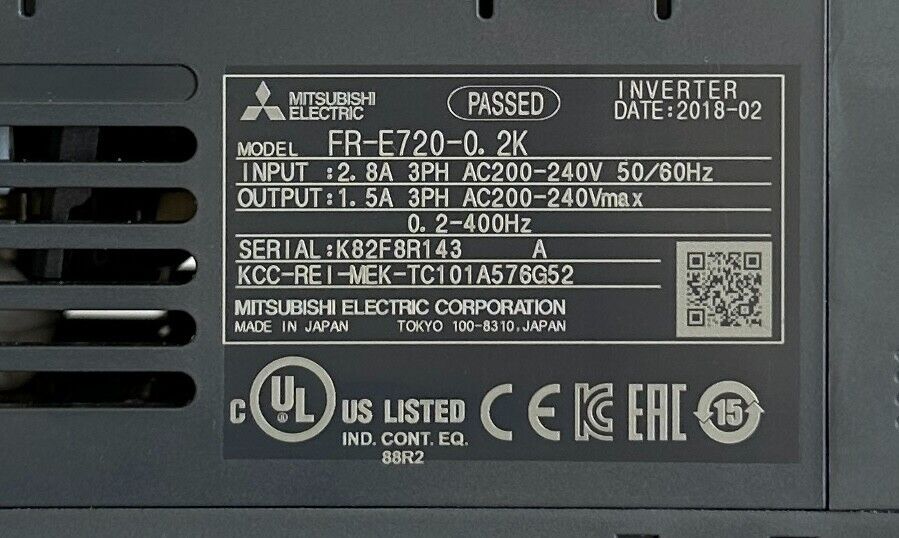 NEW MITSUBISHI ELECTRIC FR-E720-0.2K / FRE72002K COMPACT INVERTER 200-240VAC 3PH