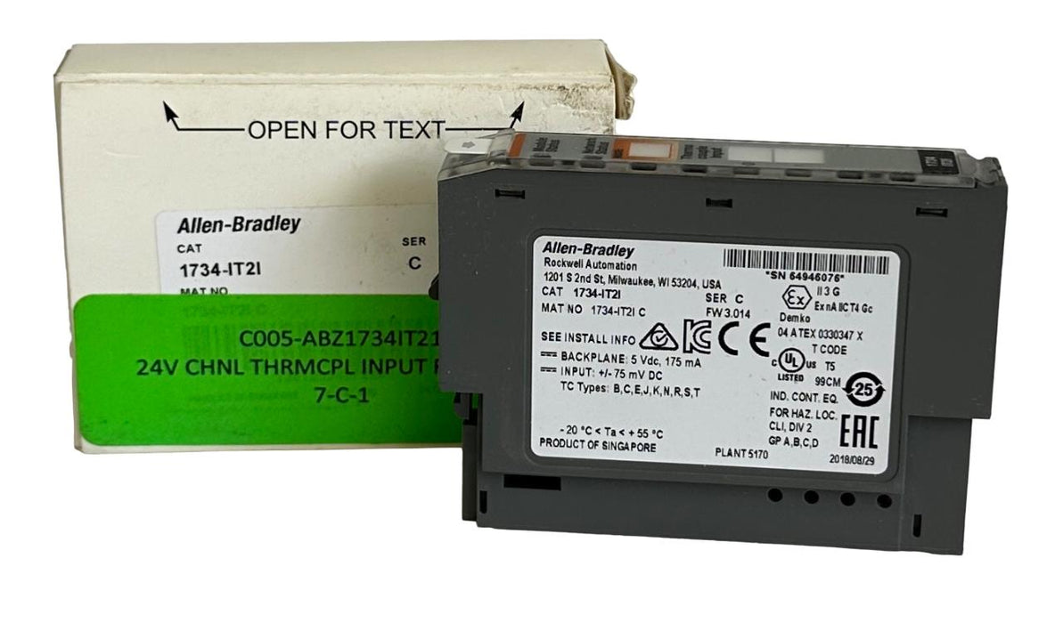 NEW ALLEN BRADLEY 1734-IT2I /C POINT I/O 2-CHNL THERMOCOUPLE INPUT 1734IT2I
