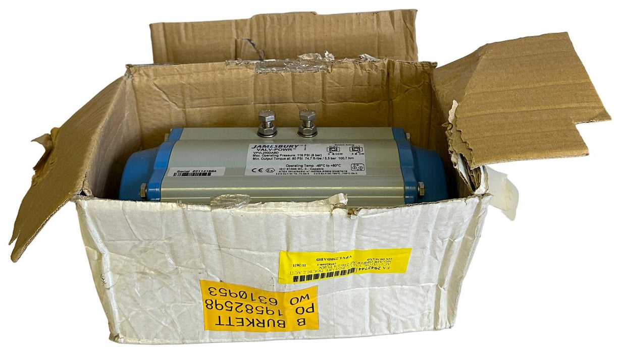 NEW JAMESBURY VPVL250DABD VALV-POWR PNEUMATIC ACTUATOR DOUBLE-ACTING 116PSI NOS